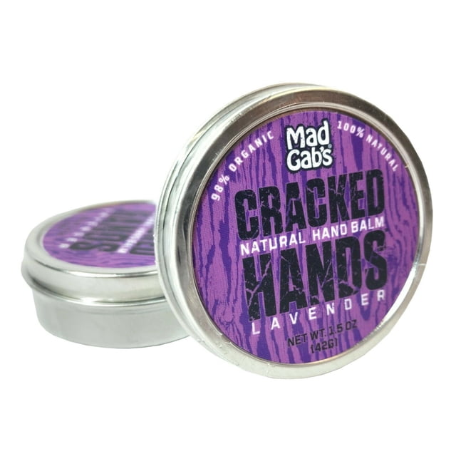 2-Pack Natural & Organic Mad Gab's Hand Balm For Cracked & Dry Hands, Lavender