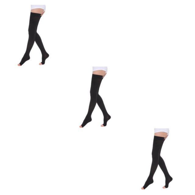 maskred Soft And Comfortable Tights High Stocking Stretchy Warm Fashionable Easy To Wear Nylon Compression Stockings Open Toe-black L 3Set