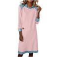 thumbnail image 2 of Mceream Robes Longues pour Femmes Formelles Grande Taille à Blocs de Couleur Robe Patchwork en Denim Printemps Ample Décontractée à Col Midi Robes Chandail Rose TG, 2 of 8