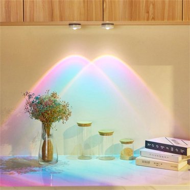 Feltree Battery Powered Sunset Night Light, Stick-On LED Cabinet Light for Bedroom, No Wiring Small Ambient Lighting, Touch Dimming Control Wall Closet Lamp