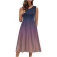 thumbnail image 2 of Ovzne Robes d'Été pour Femmes Robe pour Femme Mode Robes pour Femmes Été Décontracté Col Rond Sans Manches Uni Plage Robes d'Été Boho Robe d'Été Liquidation, 2 of 7