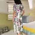 thumbnail image 4 of Robe d'Été pour Femmes 2024 Mode Grande Taille Sexy Vintage Col en V Manches Courtes Bouton Poche Robe Décontractée 50 % de Réduction Liquidation!, 4 of 7