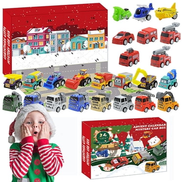 TIMIFIS Calendrier de l'Avent Compte à Rebours de Noël Boîte Cadeau 24 Jours Véhicule de Construction Excavatrice Calendrier de l'Avent Compte à Rebours de Noël Voiture Jouet pour Enfants Calendrier Surprise Coffret Cadeau Ensemble Modèle de Voiture