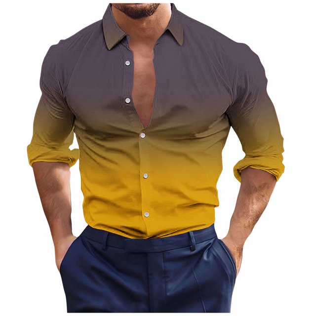 Birdeem Chemises pour Hommes Manches Longues Boutonnées Mode Décontractée Imprimée Bouton Col Rabattu Chemise Chemise Hauts Été Chemises Manches Longues pour Hommes