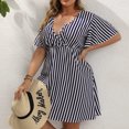 thumbnail image 3 of EGNMCR Robes de Fête pour Femmes Femmes Grande Taille Été Décontracté Manches Courtes Col en V Manches Imprimées Robes Robe Ample, 3 of 6