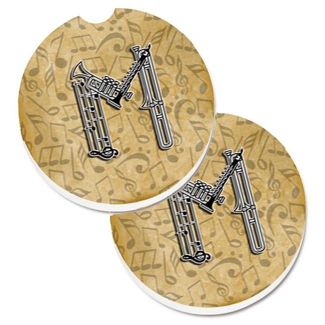 Carolines Treasures CJ2004-MCARC Letter M Musical Instrument Alphabet Set of 2 Cup Holder Car Coaster