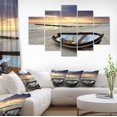thumbnail image 1 of Boat on Beautiful Sunrise Seashore - Large Beach Canvas Wall Art, 1 of 4