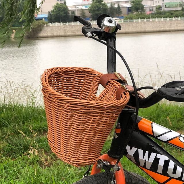 Bike Basket, Kids Front Handlebar Bike Basket, Rattan Woven Bicycle Basket