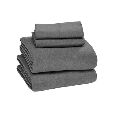 Sleepdown Draps 100 % Coton Jersey, Format Grand, Ensemble de 4 Pcs, Doux et Respirant, Poches Profondes, Couleur Anthracite