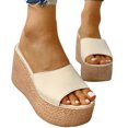 thumbnail image 1 of LSLJS Sandales à Plateforme pour Femmes Compensées Sandales Boho Décontractées à Bout Ouvert pour la Plage, 1 of 5