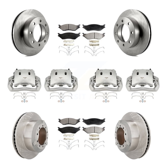 Transit Auto Front Rear Disc Brake Caliper Rotors and Semi-Metallic Pads Kit (10Pc) for Car 2005-2009 Ford F-450 Super Duty with 8 Lug Wheels KC8-101107P