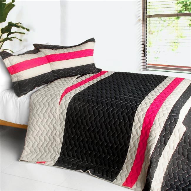 Silver Linings Playbook - Ensemble de Courtepointe Patchwork 3 Pcs Format Double et Grand - Noir