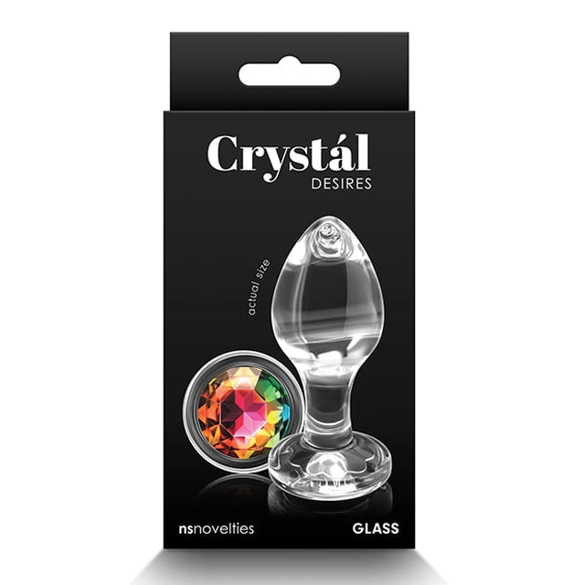 Crystal Desires Bouchon de Fesses Rond en Verre avec Gemme Moyen - Arc-en-Ciel