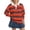 Orange, variant on Winter Saving! HVOBTTY Women's Pullover Tshirt, Women's Long Sleeved Striped Printed Lapel V-Neck Button Casual Slit Shirt Top Blue, XL