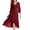 Wine, variant on Cocktail Dresses for Women Wedding Guest Chiffon Zipper Pleated A-Line Mid Length Wedding Dress with Long Sleeve And V-Neck Dress