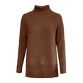 thumbnail image 3 of SGMVNU Women's Oversized Turtleneck Sweaters Fall Long Sleeve Ribbed Tunic Sweater Chunky Pullover Knit Tops(Brown, M), 3 of 3