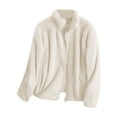 thumbnail image 3 of Kcodviy Women's Solid Color Fleece Oversized Fleece Jacket Collar Zip Up Warm Womens Sweaters Cozy Outerwear, 3 of 3