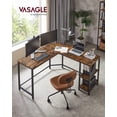 thumbnail image 2 of VASAGLE Computer Desk, L-Shaped Corner Desk, 138 x 138 x 76 cm, Gaming Desk, Workstation with 2 Storage Shelves for Home Office, Space-Saving, Easy to Assemble, Rustic Brown and Ink Black, 2 of 8