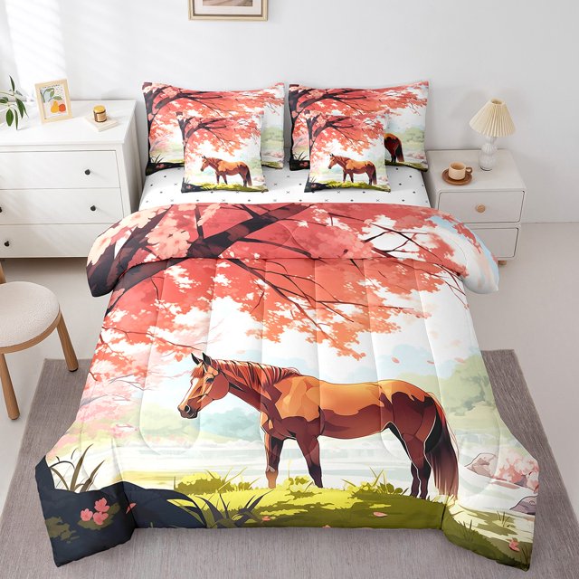 YST Horse Animal Theme Comforter Set, Full, 7 Pieces