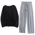 thumbnail image 2 of Weiqiqre Ensemble de Sport pour Hommes, Mode Décontractée, Couleur Unie, Col Rond, Manches Longues, Extensible, 2 of 3