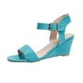thumbnail image 2 of Dvkptbk Sandales Femme Femmes Couleur Unie Bout Rond Talon Compensé Boucle Suède Sandales Basses Chaussures Chaussures pour Femmes, 2 of 3