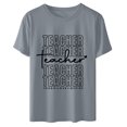 thumbnail image 4 of SMihono Hauts pour Femmes Été Chic Décontracté Mode pour Femmes Ample Col Rond Chandail à Enfiler de Base Fête des Enseignants Mignon Imprimé Manches Courtes Haut T-Shirt T-Shirt Oversize pour Femmes 2023, 4 of 6