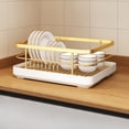 thumbnail image 3 of Metal Dish Drying Rack with Integrated Cutlery Holder and Efficient Tray for Organized Kitchen Countertop, 3 of 4