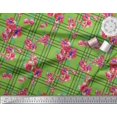 thumbnail image 3 of Soimoi Green Cotton Duck Fabric Check & Floral Print Fabric by Yard 42 Inch Wide, 3 of 5
