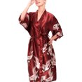 thumbnail image 1 of LUXUR Peignoir Ceinturé pour Femmes, Pyjama Léger pour la Maison, Rouge Vin - Long P, 1 of 2