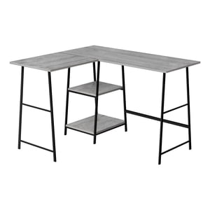 Monarch Specialties Computer Desk, Home Office, Corner, Storage Shelves, 48"l, L Shape, Work, Laptop, Metal, Laminate, Grey, Black, Contemporary, Modern