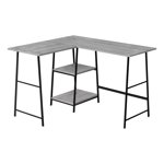 Monarch Specialties Computer Desk, Home Office, Corner, Storage Shelves, 48"l, L Shape, Work, Laptop, Metal, Laminate, Grey, Black, Contemporary, Modern