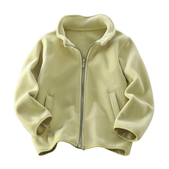 ShomPort Fleece Jackets for Girls Unisex Mock Neck Long Sleeve Solid Color Coat Athletic Fall Winter Warm Outwear with Pockets
