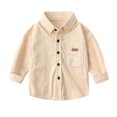 thumbnail image 1 of Yuyuzo Boys Toddler Clothes Long Sleeve Lapel Collared Button down Shirts Baby Fall Solid Color Jackets with Pockets, 1 of 4