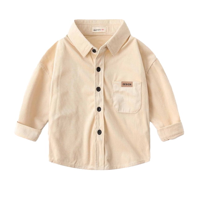 Yuyuzo Boys Toddler Clothes Long Sleeve Lapel Collared Button down Shirts Baby Fall Solid Color Jackets with Pockets