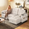 thumbnail image 2 of HOMCOM Sofa Bed, Pull Out Sleeper Couch with USB Ports, Chaise Storage, 2 of 10