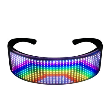 Abody LED Glasses Customizable BT LED Glasses Colorful Light Glow Glasses DIY Messages 22 Animations 20 Pictures Music Mode Glow Toys for Party Rave Music Festival