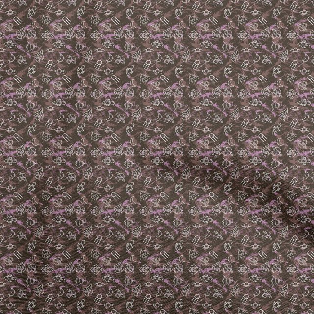 oneOone Velvet Brown Fabric Galaxy Craft Projects Decor Fabric Printed By The Yard 58 Inch Wide