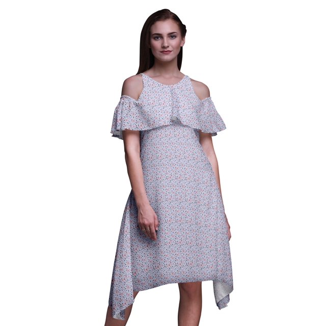 Bimba Robe Droite Évasée à Épaules Dénudées pour Femmes à Volants devant, Imprimé Papillon - Xxx-Grand