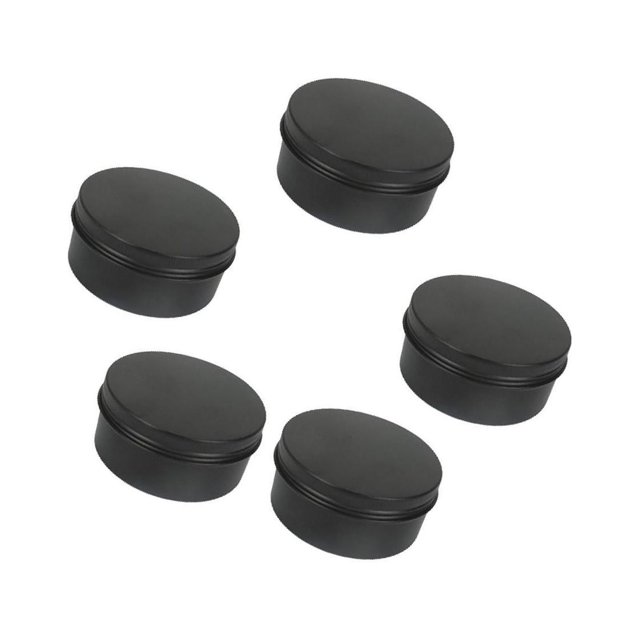 Transemion 5pcs Empty Aluminum Jars Cosmetic Screw Balm Lip Lid Cans Containers Black 150ml 1Set