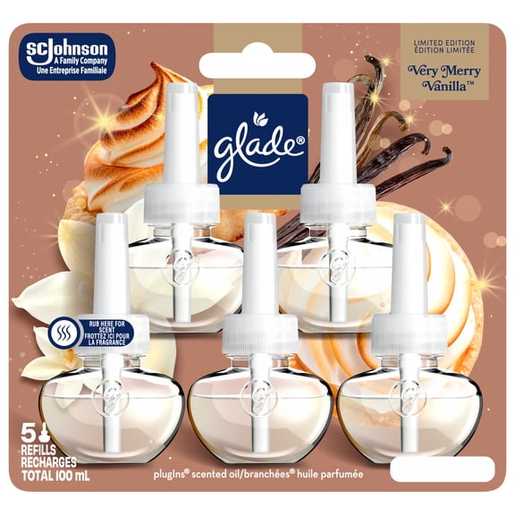 Glade Plugins® Air Freshener Scented Oil Refill, Very Merry Vanilla™, 5 Refills