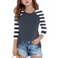 thumbnail image 2 of SERTG T-Shirt Mode Enfant Col Rond Manches 3/4 Imprimé Col Rond pour Été et Printemps 4-15 Ans (Noir4,13 Ans), 2 of 7
