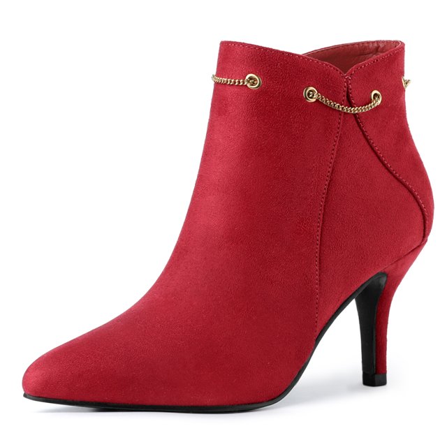 Unique Bargains Women's Pointy Toe Zipper Stiletto Heeled Ankle Booties