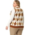 thumbnail image 4 of GRACE & GRANDEUR Chandail Sans Manches en Tricot à Col en V pour Femme Grande Taille4X Brun, 4 of 5
