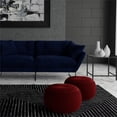 thumbnail image 2 of Grafton Transitional Round Pouf in Maroon Velvet Fabric, 2 of 8