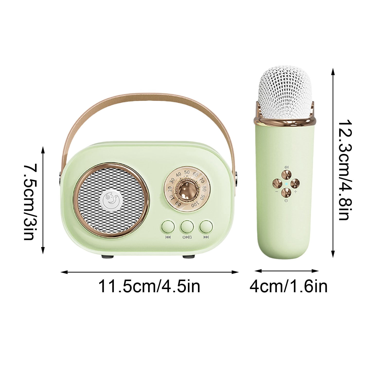 Speakers Bluetooth Wireless, Mini Karaoke Machine with Microphone Set Portable Bluetooth Speakers for Kids and Adults Retro Style