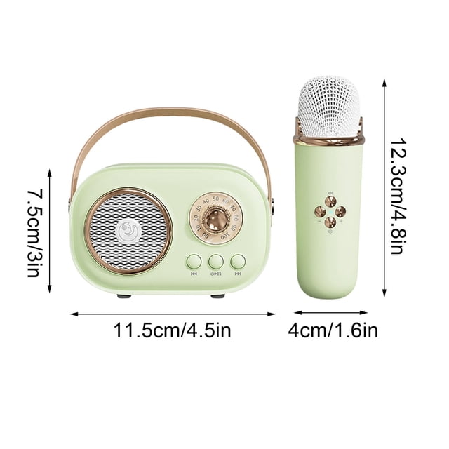Speakers Bluetooth Wireless, Mini Karaoke Machine with Microphone Set Portable Bluetooth Speakers for Kids and Adults Retro Style