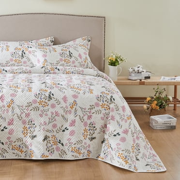 Kingrest Ensemble de Courtepointe en Coton Format Grand Lit, Ensemble de Couette à Motif Léger, Couvre-Lit Surdimensionné Matelassé Ensemble de Literie