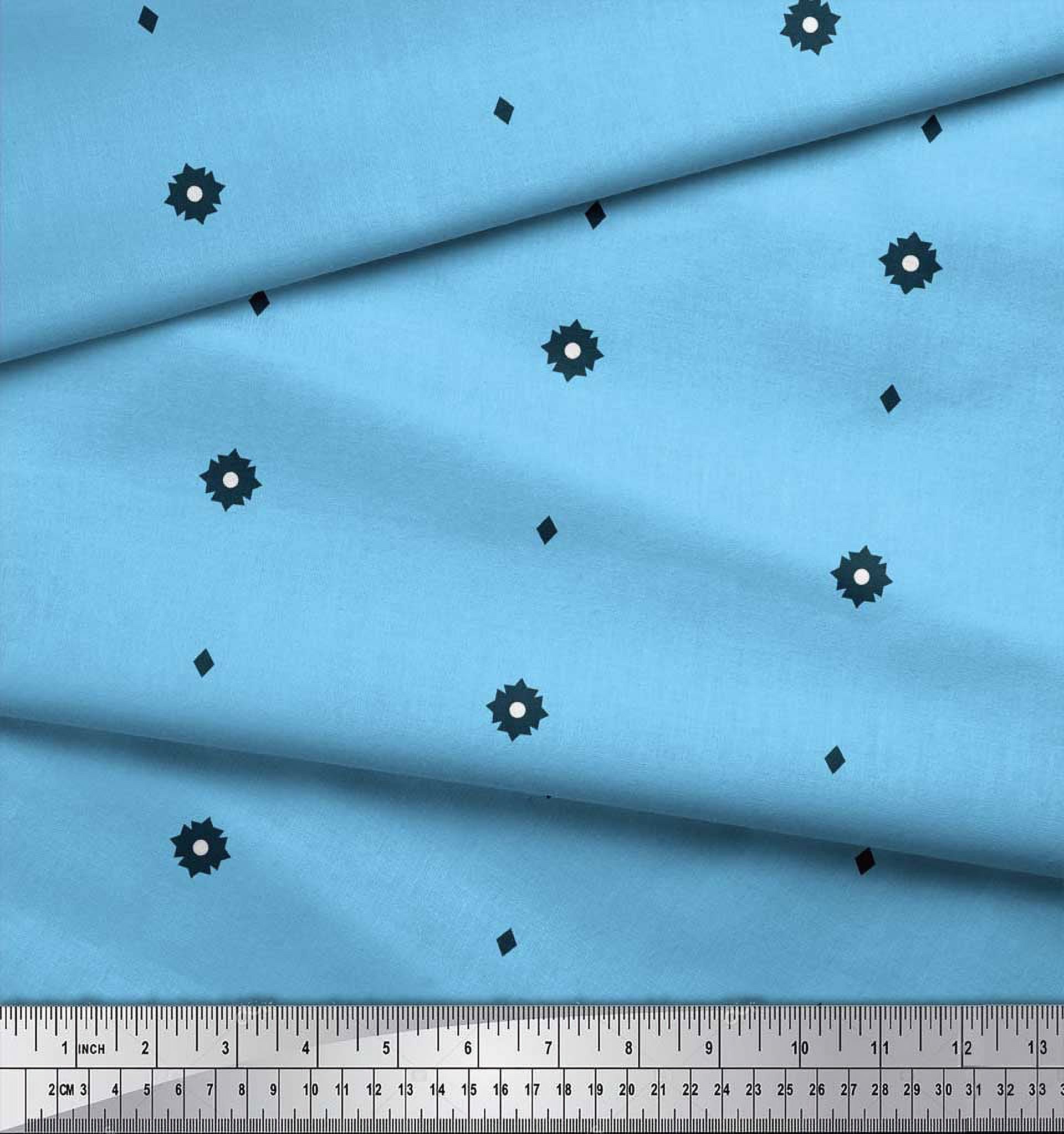 Soimoi Blue Rayon Fabric Butidar Jamdani Print Fabric by the Yard 42 Inch Wide