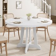 AKDSteel 47" Round Dining Table for 4 to 6 People, Wooden Kitchen Table with Sturdy Legs, Dining Room Table for Kitchen or Dining Room (Without Chairs)