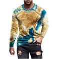 thumbnail image 2 of TIMIFIS Chandails pour Hommes Chandail Imprimé Décontracté T-Shirt à Manches Longues pour Hommes Col Rond T-Shirt Graphique Hauts Hommes Coupe Ample Chandail de Course Chandail Taille-Bluefall, 2 of 5